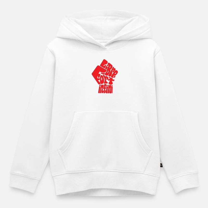 LIBRE FORT hom - let's talk - Sweat Premium à capuche enfant bio - blanc