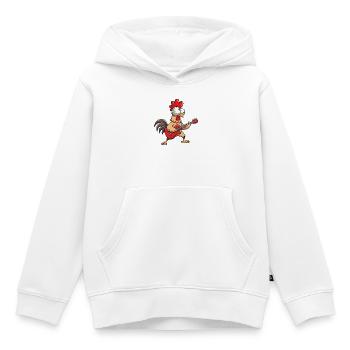 Süßes Huhn Henne Hahn Cartoon Musiker Gitarre - Kinder Premium Organic Hoodie - Weiß - Vorne - AI Model Kid Female (0cm)
