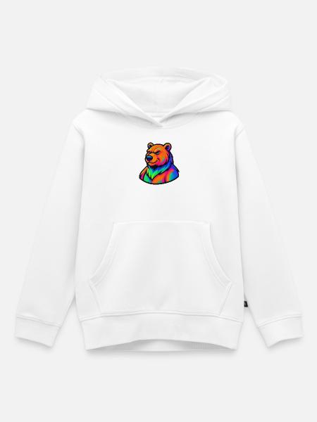 Bär Grizzly Comic - Kinder Premium Organic Hoodie - Weiß