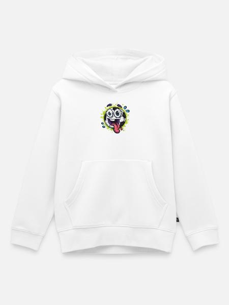 Lachender Ball Zunge Splash - Kinder Premium Organic Hoodie - Weiß