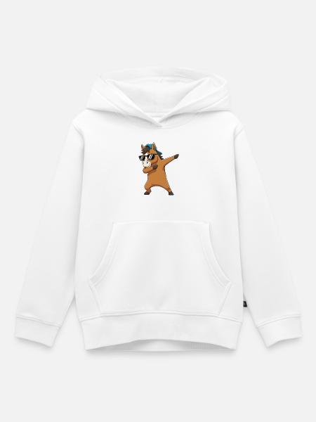 Cool Dabbing Horse Sunglasses Cartoon-Kunst - Kinder Premium Organic Hoodie - Weiß