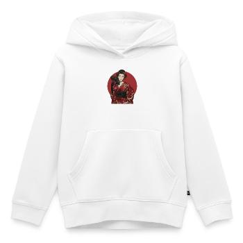 Geisha en kimono rouge avec éventail - Sweat Premium à capuche enfant bio - blanc - Devant - AI Model Kid Female (0cm)
