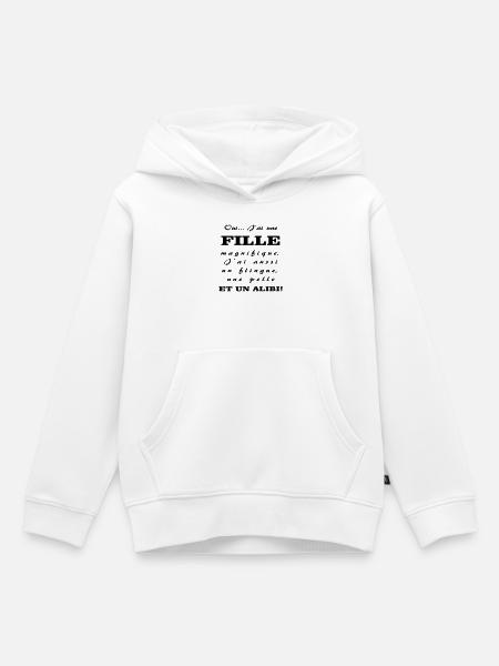 Papa protecteur - Sweat Premium à capuche enfant bio - blanc