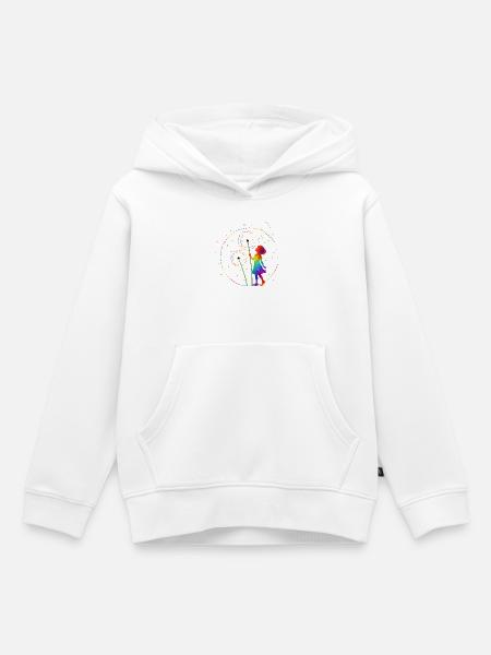 Regenbogen Mädchen mit Pusteblume - Kinder Premium Organic Hoodie - Weiß