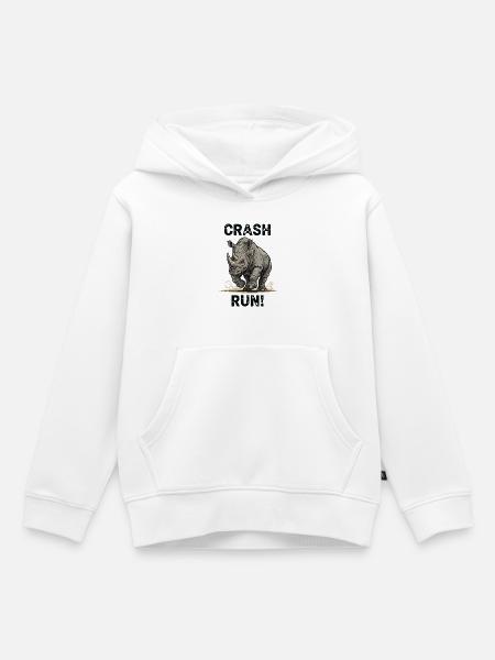 Wild Rhinoceros Crash Run - Kinder Premium Organic Hoodie - Weiß