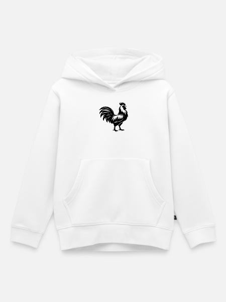 Silhouette du coq - Sweat Premium à capuche enfant bio - blanc
