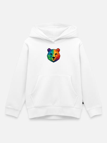 Bunte Pop-Art-Low-Poly-Bär - Kinder Premium Organic Hoodie - Weiß