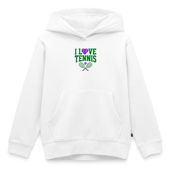 I Love Tennis London, Stylisches Tennis Fan Shirt - Kinder Premium Organic Hoodie - Weiß - Vorne - AI Model Kid Female (0cm)