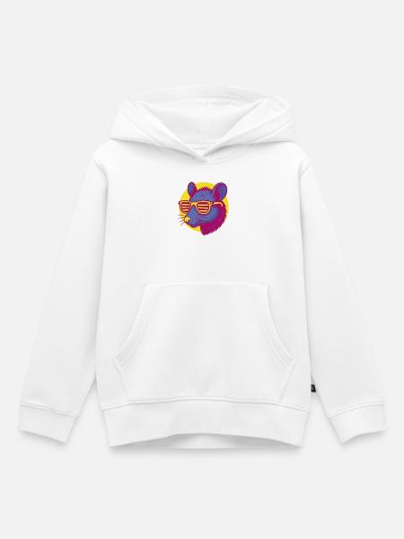 Ratte mit Sonnenbrille - Kinder Premium Organic Hoodie - Weiß