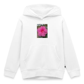 Hibiscus Rose Tropical Glow Textile - Kinder Premium Organic Hoodie - Weiß - Vorne - AI Model Kid Female (0cm)