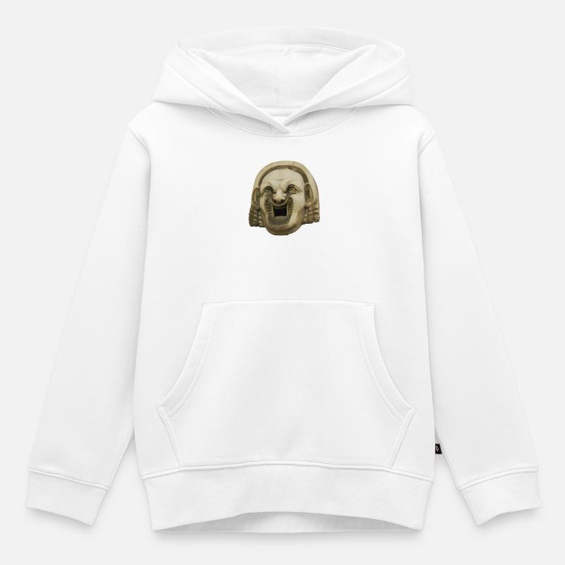 Masque de Pierre Rieur - Sweat Premium à capuche enfant bio - blanc