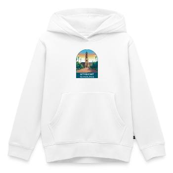 Utrecht Néerlandais Tour Dom Art de voyage vintage - Sweat Premium à capuche enfant bio - blanc - Devant - AI Model Kid Female (0cm)
