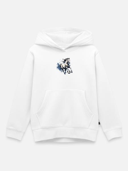 Pferd Fussball Team - Kinder Premium Organic Hoodie - Weiß