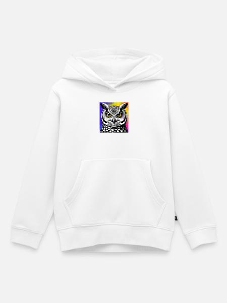 Eule - Kinder Premium Organic Hoodie - Weiß