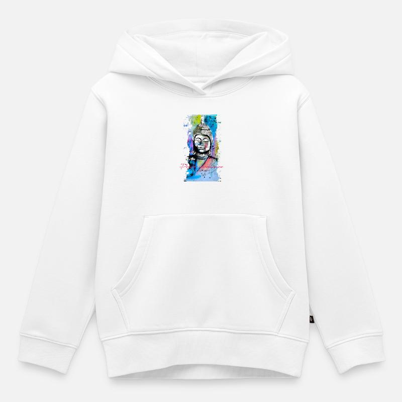 Puissance silencieuse du Bouddha - Sweat Premium à capuche enfant bio - blanc