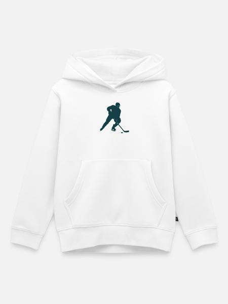 Eishockey-Silhouette im Flächendesign - Kinder Premium Organic Hoodie - Weiß