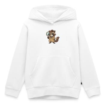 Waschbär Detektiv mit Lupe - Kinder Premium Organic Hoodie - Weiß - Vorne - AI Model Kid Female (0cm)