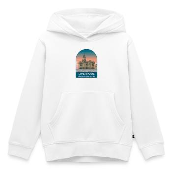 Art d’affiches de voyage vintage à Liverpool UK - Sweat Premium à capuche enfant bio - blanc - Devant - AI Model Kid Female (0cm)