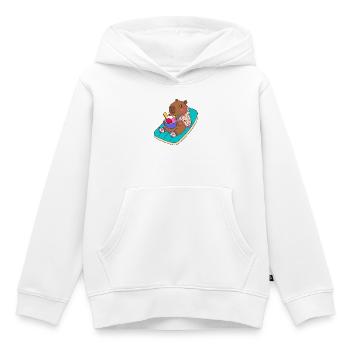 Capybara Sundae on a Beach Float -vacation mode - Kids Premium Organic Hoodie - white - Front - AI Model Kid Female (0cm)
