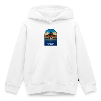 Beijing China Temple of Heaven Retro Travel Badge - Kids Premium Organic Hoodie - white - Front - AI Model Kid Female (0cm)