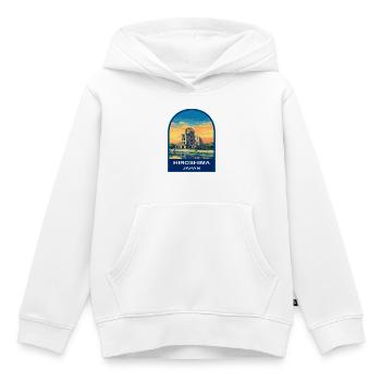 Hiroshima Dome Japon Insigne de voyage rétro Sunset - Sweat Premium à capuche enfant bio - blanc - Devant - AI Model Kid Female (0cm)