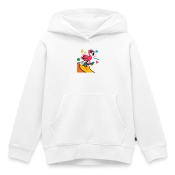 Flamingo Skateboard Neon - Sweat Premium à capuche enfant bio - blanc - Devant - AI Model Kid Female (0cm)