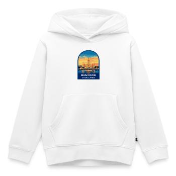 Bangkok Wat Arun Thaïlande Voyage Rétro Sunset Badg - Sweat Premium à capuche enfant bio - blanc - Devant - AI Model Kid Female (0cm)