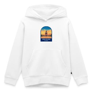 Vientiane Laos Patuxai Monument Retro Sunset Badge - Kids Premium Organic Hoodie - white - Front - AI Model Kid Female (0cm)