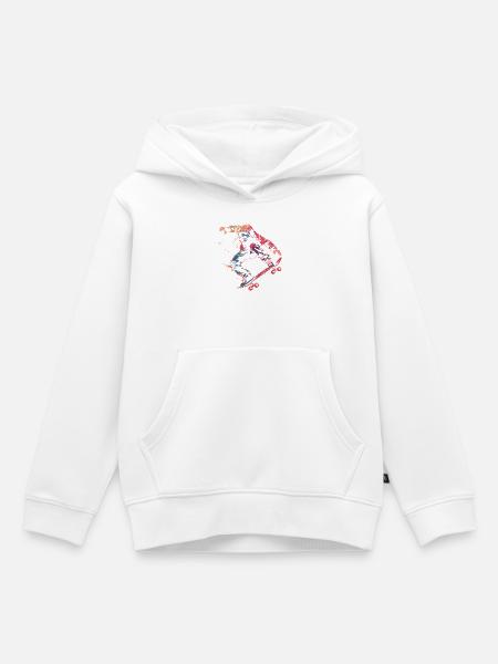 Skateboarder Comic-Stil - Kinder Premium Organic Hoodie - Weiß