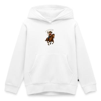 Cat Cowboy on horseback run - Kids Premium Organic Hoodie - white - Front - AI Model Kid Female (0cm)