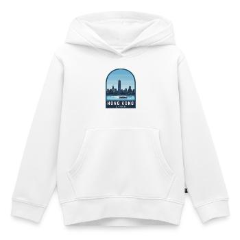 Hong Kong Skyline Star Ferry Retro Blue Sky Badge - Kids Premium Organic Hoodie - white - Front - AI Model Kid Female (0cm)