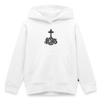 Croix de Jésus - Sweat Premium à capuche enfant bio - blanc - Devant - AI Model Kid Female (0cm)