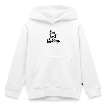 cooler Spruch, just looking - Kinder Premium Organic Hoodie - Weiß - Vorne - AI Model Kid Female (0cm)