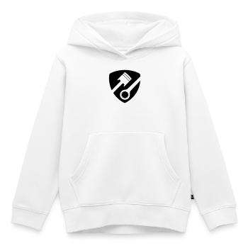 Technicien en mécatronique automobile Piston et outil - Sweat Premium à capuche enfant bio - blanc - Devant - AI Model Kid Female (0cm)