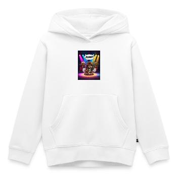 Saute ! – Groupe de rock araignée sauteuse drôle - Sweat Premium à capuche enfant bio - blanc - Devant - AI Model Kid Female (0cm)