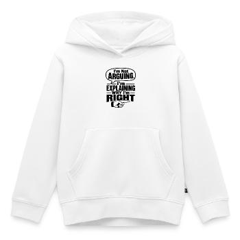 Je ne discute pas, j’explique pourquoi j’ai raison - Sweat Premium à capuche enfant bio - blanc - Devant - AI Model Kid Female (0cm)