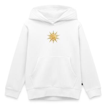 Énergie solaire dorée - Sweat Premium à capuche enfant bio - blanc - Devant - AI Model Kid Female (0cm)