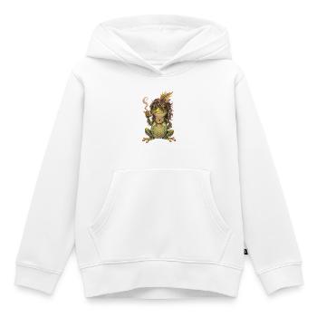 Watercolor Design: Boho Frog with Pipe and Feathers - Kids Premium Organic Hoodie - white - Front - AI Model Kid Female (0cm)