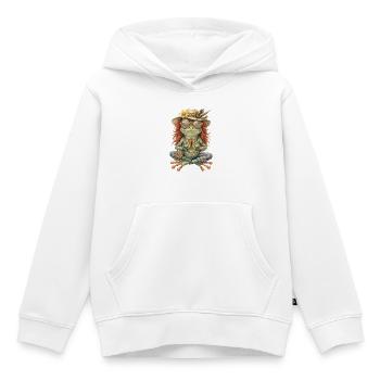 Motif aquarelle : Grenouille bohème méditatrice - Sweat Premium à capuche enfant bio - blanc - Devant - AI Model Kid Female (0cm)