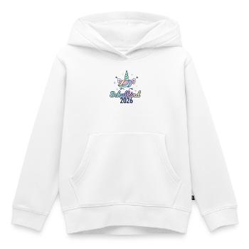 Kinder Schulanfang Einhorn Schulkind 2026 - Kinder Premium Organic Hoodie - Weiß - Vorne - AI Model Kid Female (0cm)