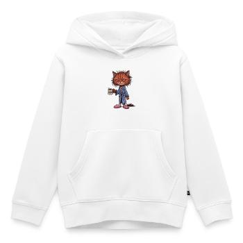 Chat Café Fatigué - Sweat Premium à capuche enfant bio - blanc - Devant - AI Model Kid Female (0cm)
