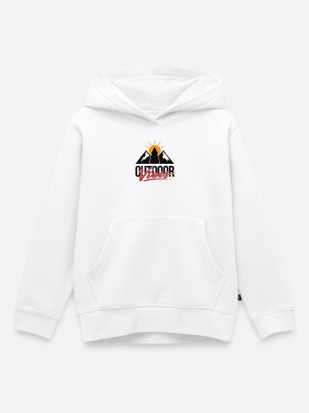Outdoor-Vibes Mountain Tree Sunrise - Kinder Premium Organic Hoodie - Weiß