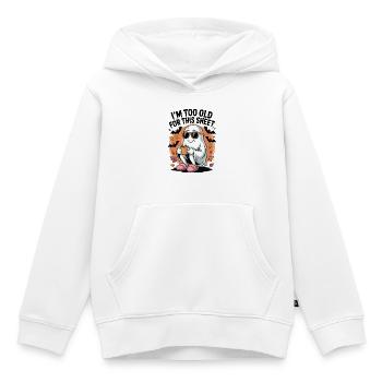 Je suis trop vieux pour ce drap - Sweat Premium à capuche enfant bio - blanc - Devant - AI Model Kid Female (0cm)