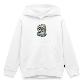 "Ganz dünnes Eis" Alpaka Spruch - Kinder Premium Organic Hoodie - Weiß - Vorne - AI Model Kid Female (0cm)