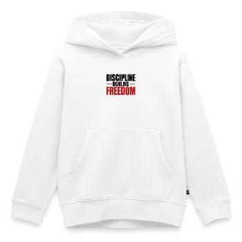 La discipline construit la liberté - Sweat Premium à capuche enfant bio - blanc - Devant - AI Model Kid Female (0cm)