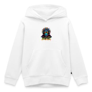 Chimpanzé coloré – Ma vie pour la musique - Sweat Premium à capuche enfant bio - blanc - Devant - AI Model Kid Female (0cm)