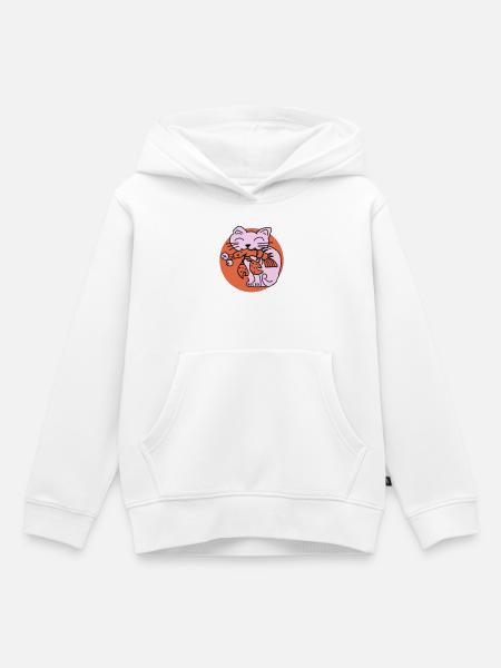 Katze frisst Krebs auf - Kinder Premium Organic Hoodie - Weiß