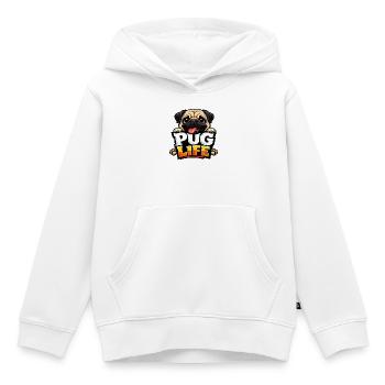 Pug Life Cartoon Emblem - Kids Premium Organic Hoodie - white - Front - AI Model Kid Female (0cm)