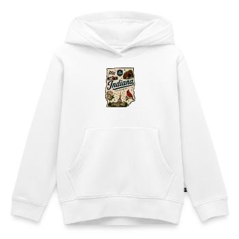 Indiana Hoosier State Vintage-Reiseaufkleber - Kinder Premium Organic Hoodie - Weiß - Vorne - AI Model Kid Female (0cm)