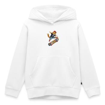 Cool Skating Cat Skateboard Watercolor Design - Kinder Premium Organic Hoodie - Weiß - Vorne - AI Model Kid Female (0cm)